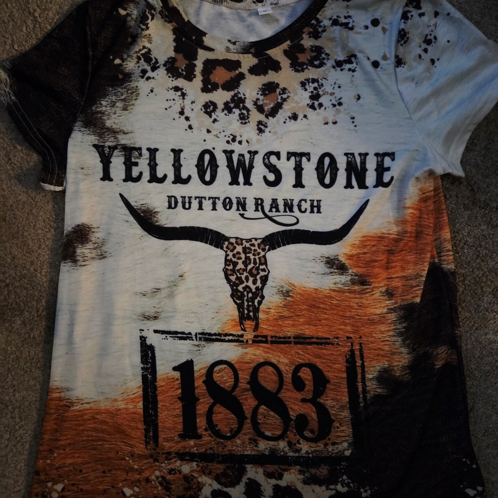 Yellowstone Dutton Ranch 1883 Tee, Ladies/women's Shirt - Black and Orange White